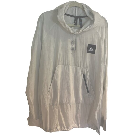 Adidas Mens Sheer Hooded Raincoat Anorak Jacket White NEW Sz XL RSP $70 - Picture 1 of 14